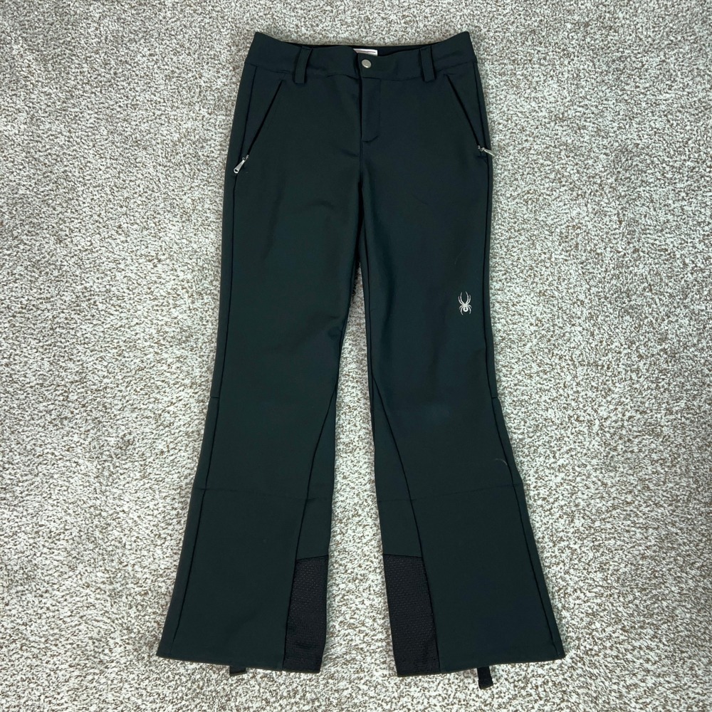 Spyder Pants Womens 8 Short Black Ski Snow Softshell Fleece Lined Zip Trousers